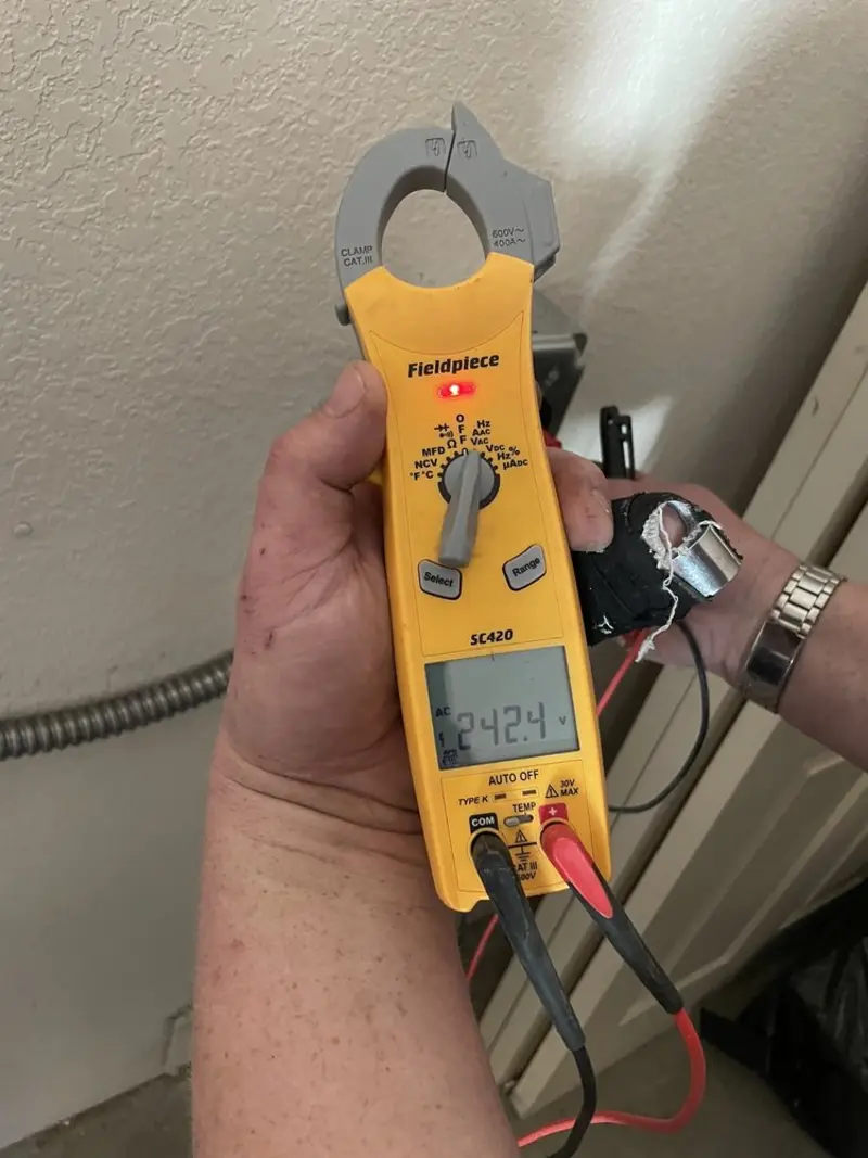 Voltage testing with clamp meter during Hot Tub / Pool Electrical Wiring in Delhi